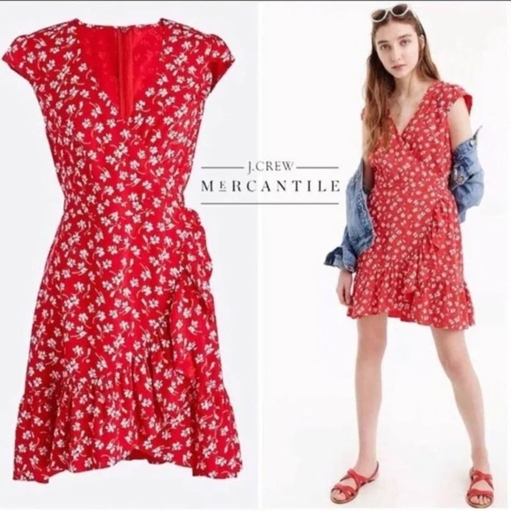 J.Crew Mercantile Women's Floral Faux Wrap Mini Dress Worn By Resse Witherspoon